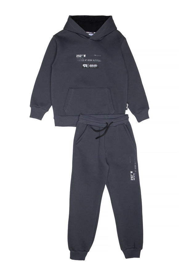 Σετ φόρμας SPRINT με ενσωματωμένη κουκούλα σε σκούρο γκρι χρώμα.