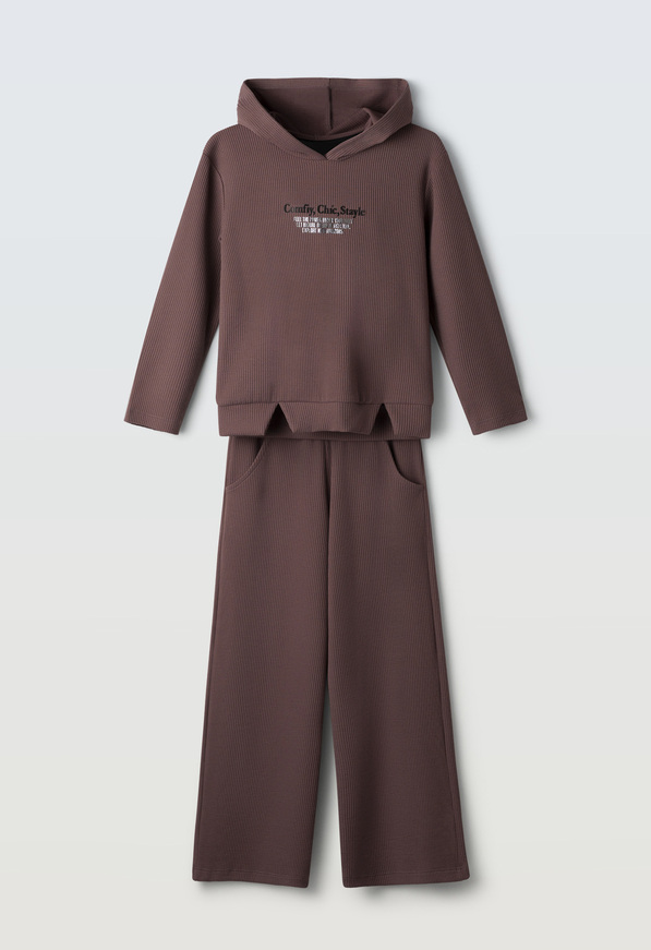 Σετ μπλούζα ριπ με παντελόνα Εbita σε ροζ σκούρο χρώμα.
