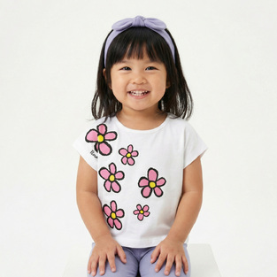 TRAX leggings set in white with lilac color and matching hair ribbon.