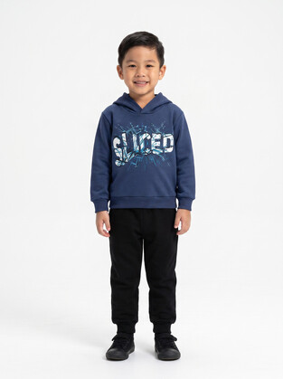 TRAX tracksuit set in navy blue with black.