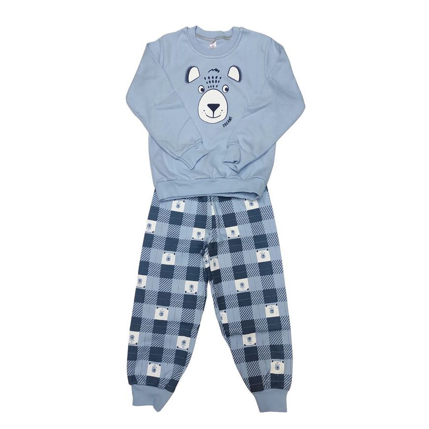 Πιτζάμα DREAMS σε χρώμα σιέλ με καρό σχέδιο.