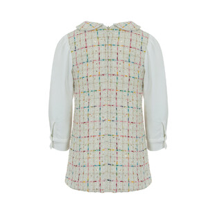 LAPIN HOUSE dress in off-white color with colorful details. 