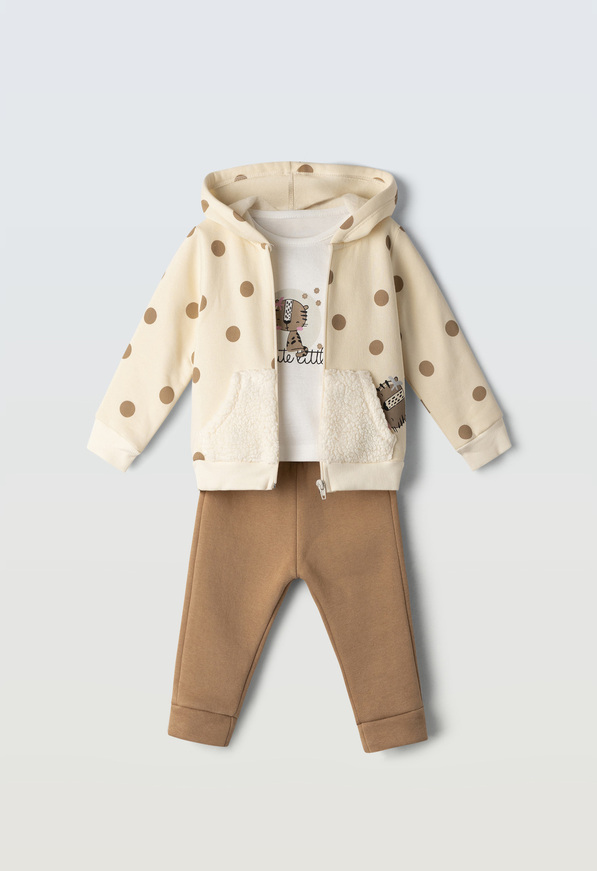 Σετ φόρμας  3 τεμ. ΕΒΙΤΑ σε εκρού-κάμελ χρώμα.