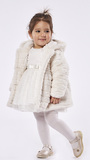 EBITA dress set in off-white color with fur.