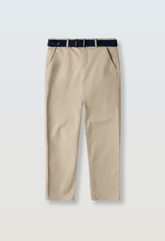 Παντελόνι HASHTAG σε μπεζ χρώμα με ανεξάρτητη ζώνη.