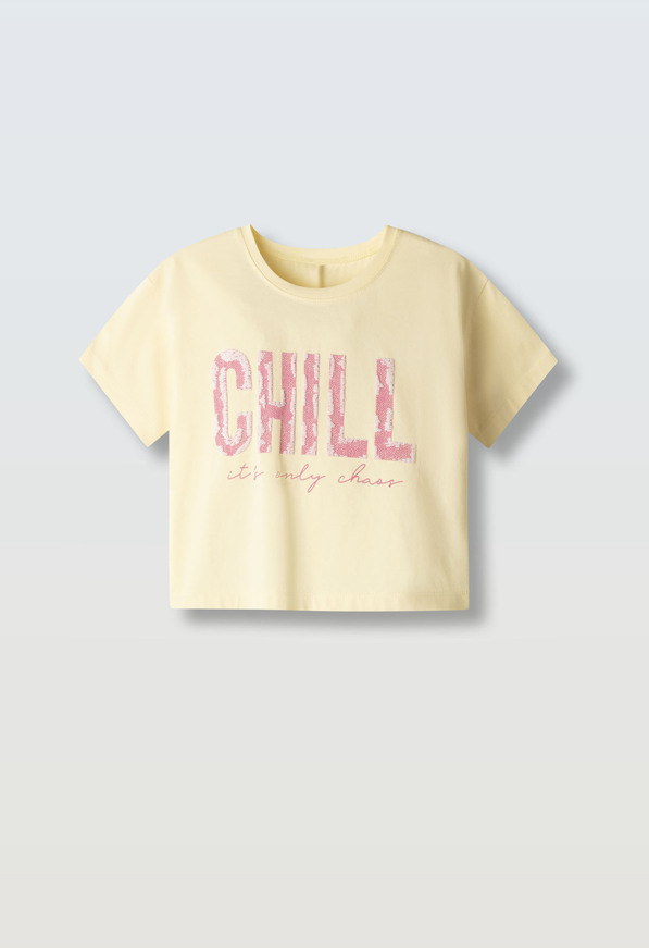 Μπλούζα κοντή ΕΒΙΤΑ σε χρώμα κίτρινο.