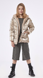 EBITA double-sided jacket in gold metallic color.