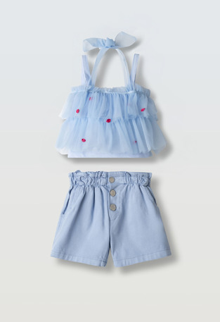 EVITA shorts set in light blue.