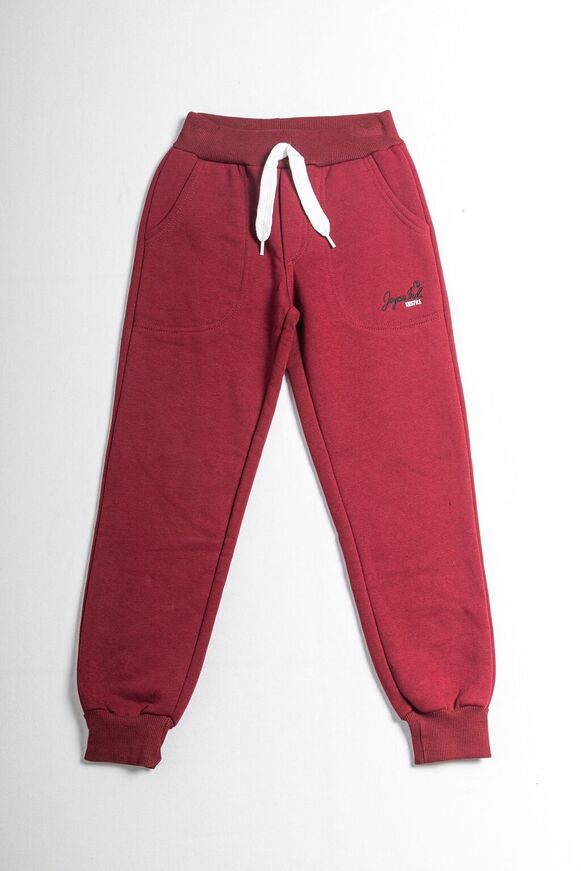 JOYCE sweatpants in burgundy color with drawstring waist.