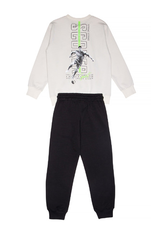 Seasonal set SPRINT round neck tracksuit in light gray and black.