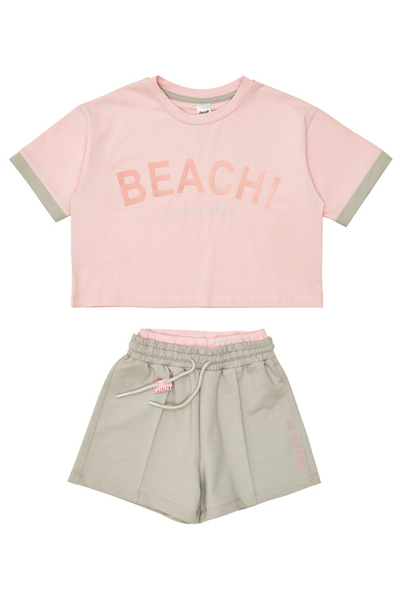 Σετ σορτς SPRINT σε χρώμα ροζ με γκρι.