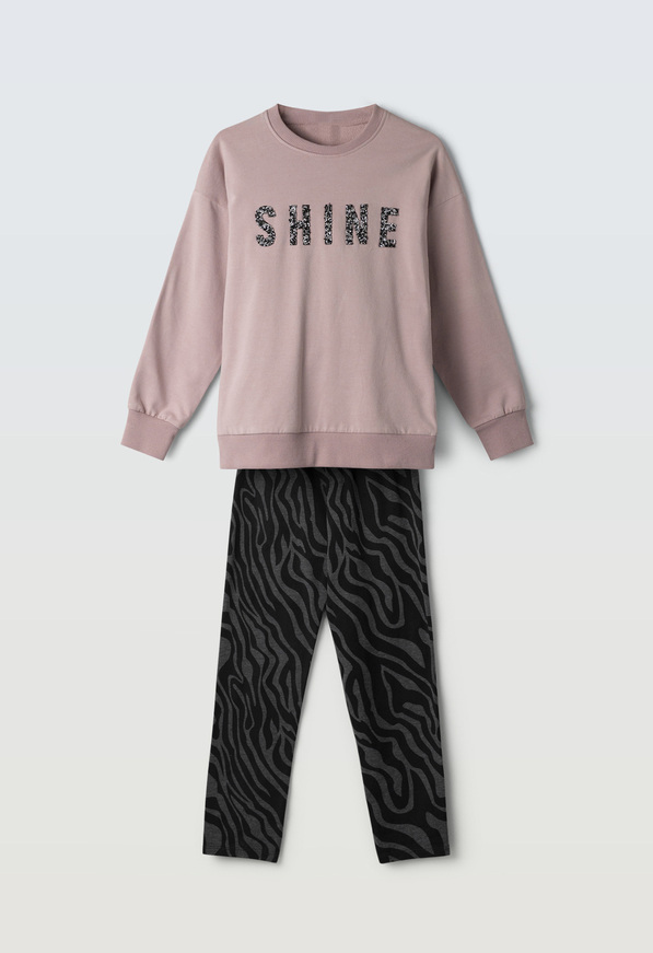 Σετ κολάν Ebita, σε ροζ με μαύρο χρώμα.