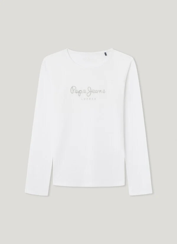 Μπλούζα PEPE JEANS σε λευκό χρώμα με γκλίτερ.