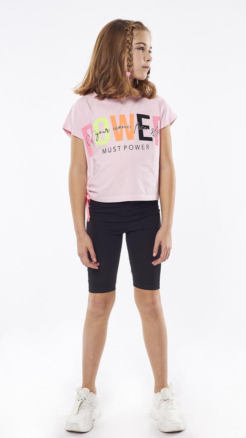Set of cycling tights EBITA in pink color with lace on the side.