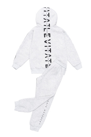 SPRINT tracksuit set with hood in light gray.