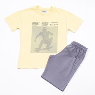 TRAX shorts set in yellow with skater print.