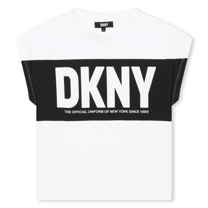 Blouse D.K.N.Y. in white color with embossed logo.