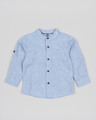 LOSAN linen shirt in sky blue.