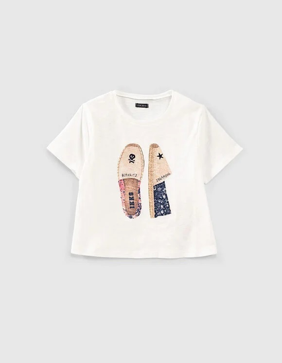 IKKS blouse in white color with espadrille print.