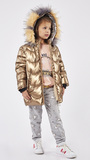 EBITA jacket with detachable hood in golden color.