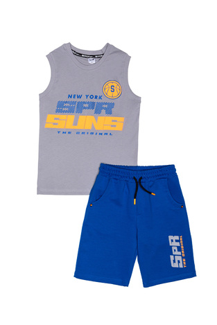 SPRINT sleeveless shorts set in gray color.
