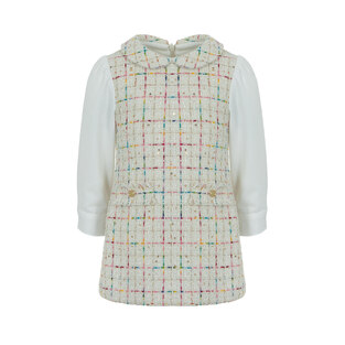 LAPIN HOUSE dress in off-white color with colorful details. 