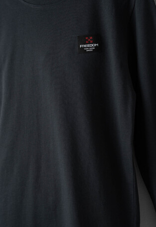 HASHTAG cotton blouse in charcoal color.