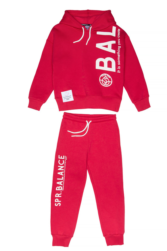 Σετ φόρμας SPRINT σε φούξια χρώμα με ενσωματωμένη κουκούλα. 