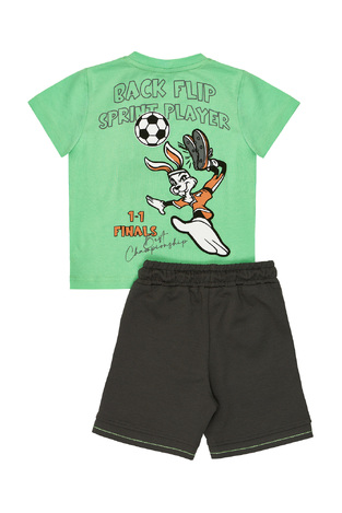 Σετ μπλούζα κοντομάνικη με βερμούδα SPRINT, σε πράσινο με γκρι χρώμα.