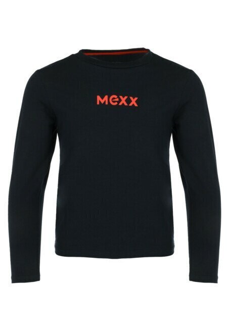 MEXX blouse in dark blue color with "MEXX" logo print.