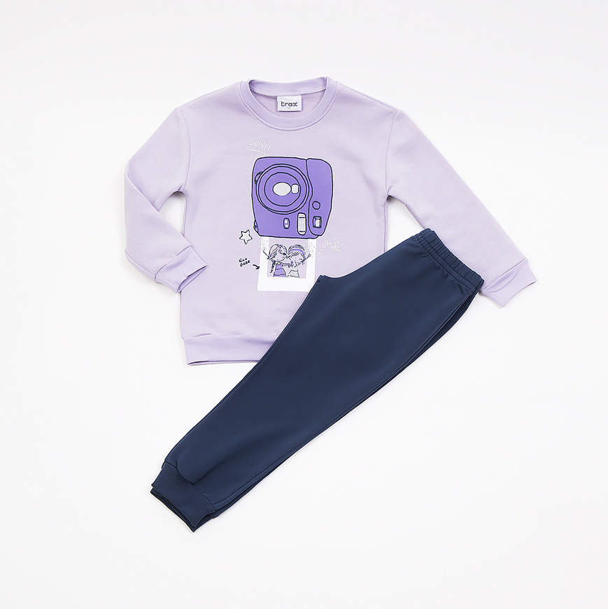 TRAX suit set in lilac color with embossed print.