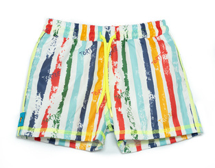 TORTUE bermuda swimsuit in white color with colorful print.