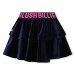 BILLIEBLUSH velvet skirt in dark blue with double ruffle design.