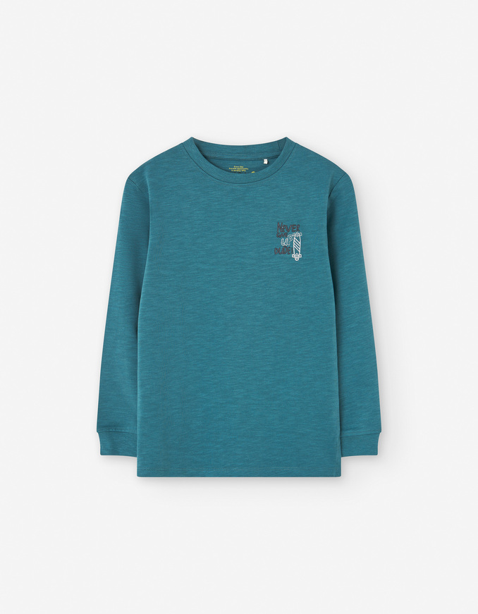 Μπλούζα LOSAN σε χρώμα πετρόλ με ανάγλυφο το λογότυπο "FASTEST IN THE CITY".