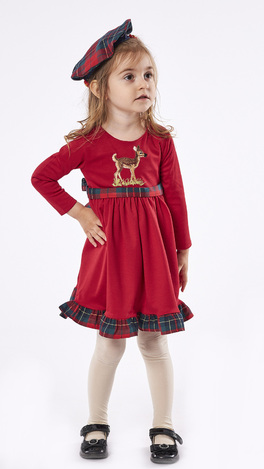 Φόρεμα ΕΒΙΤΑ σε κόκκινο χρώμα με ασορτί μπερέ.