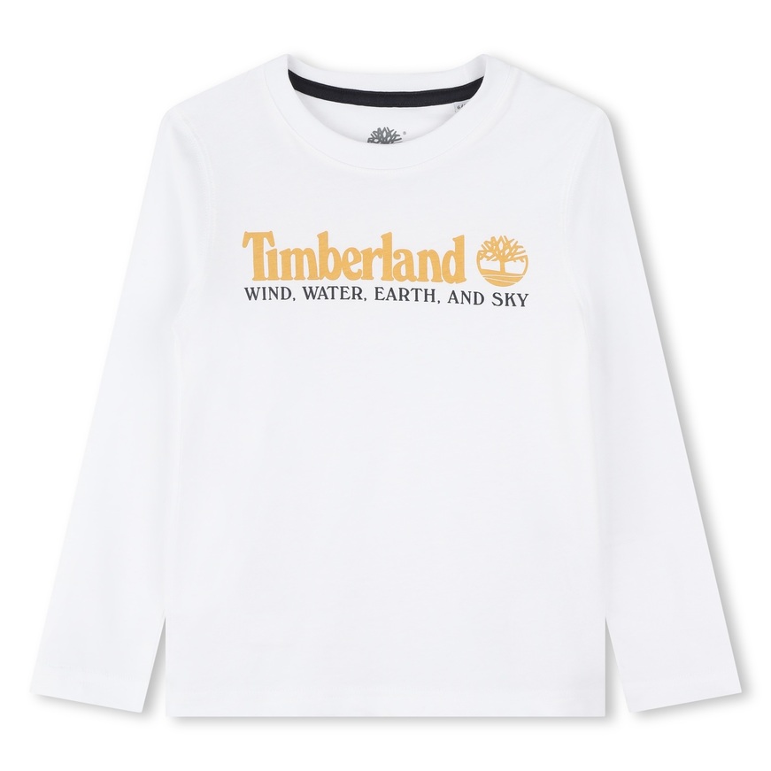 TIMBERLAND blouse in white color with logo print.