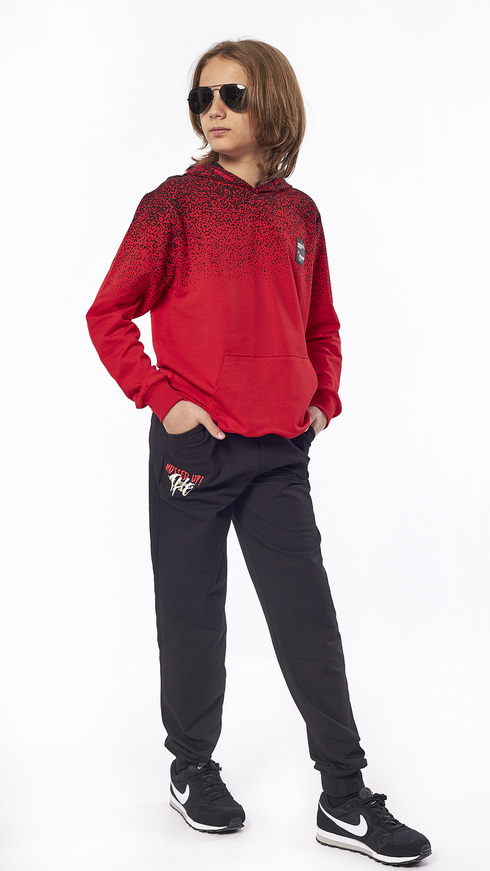 HASHTAG tracksuit set in red color with hood and special design.