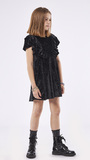 EBITA velvet dress in black color with all over glitter print.