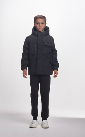 JOYCE jacket in black with built-in hood.