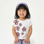 Σετ κολάν TRAX σε λευκό με λιλά χρώμα και ασορτί κορδέλα μαλλιών.