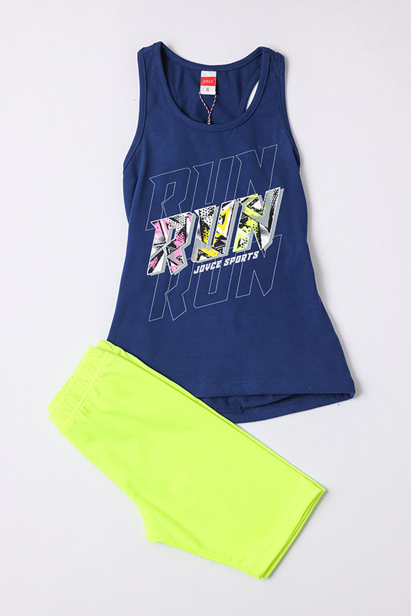 JOYCE leggings set, sleeveless top with ''run'' print and cycling leggings.