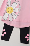 Set of SPRINT sweatpants in pink color with daisy print.
