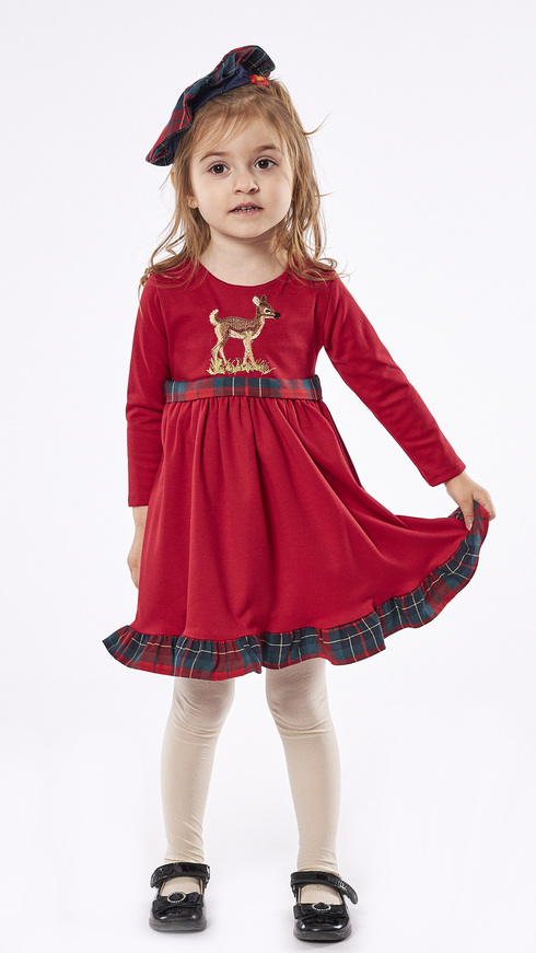 EBITA red dress with matching beret.
