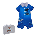 Lapin House jumpsuit in roux blue with siel collar.