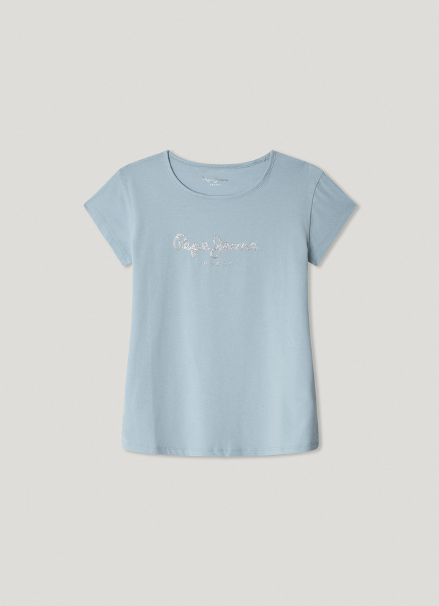 Μπλούζα με κοντό μανίκι Pepe Jeans σε σιέλ χρώμα.