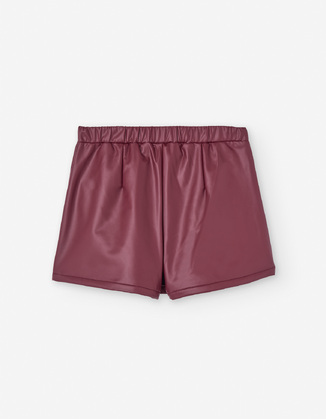 Δερμάτινο σορτς LOSAN σε μπορντώ χρώμα με όψη φούστας.