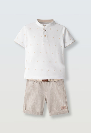 Σετ 2 τεμ. HASHTAG, μπλούζα σε χρώμα εκρού και βερμούδα.