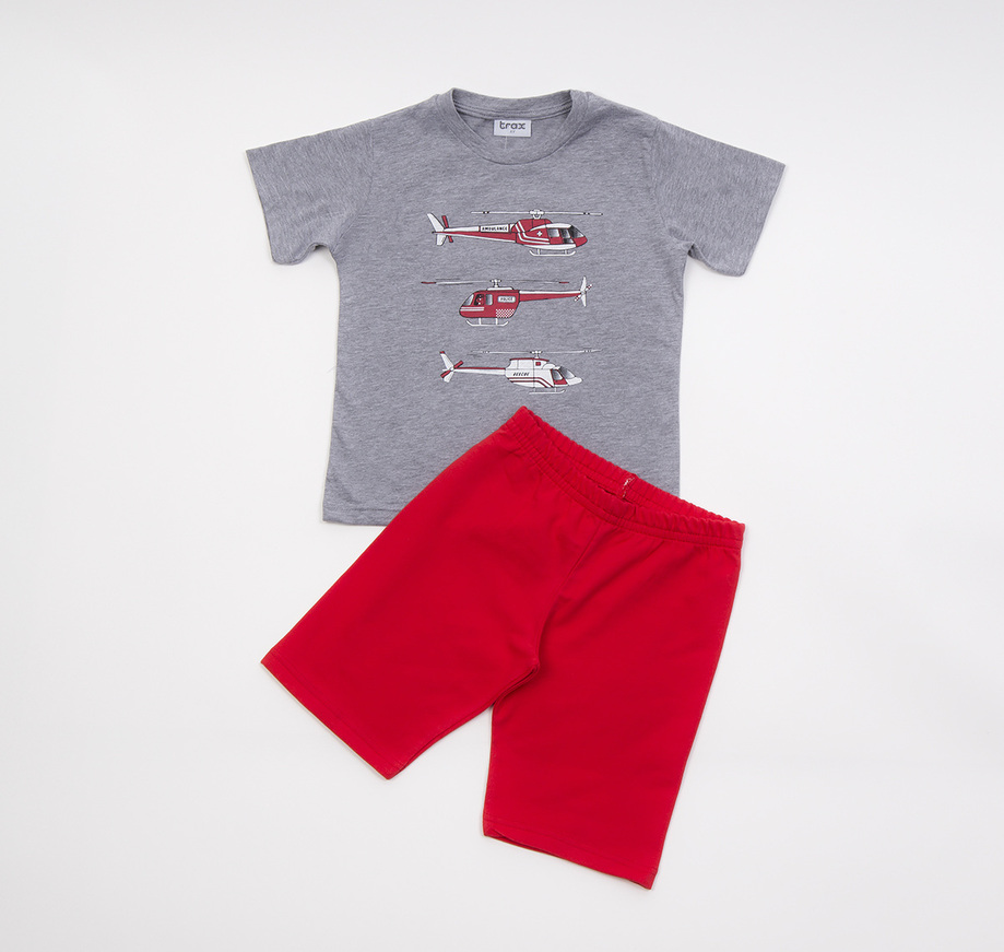 TRAX shorts set, gray printed top and shorts.