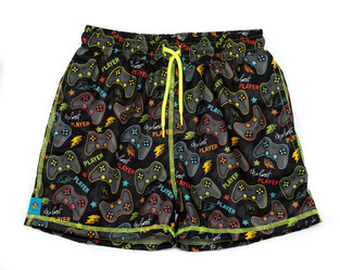 TORTUE bermuda swimsuit with remote control print.