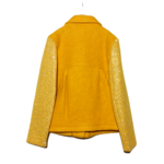 IKKS jacket in yellow color with all over sequin embroidery on the sleeves.